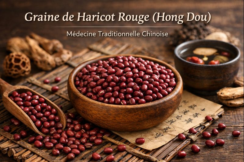 Graine de haricot rouge Hong Dou, aussi appelée azuki, utilisée en Médecine Traditionnelle Chinoise pour le drainage de l’humidité