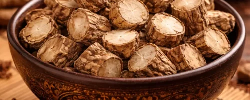 racine de morinda officinalis séchée coupée en morceaux médecine traditionnelle chinoise