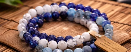 Bracelets en pierres naturelles bleu et blanc – tradition chinoise
