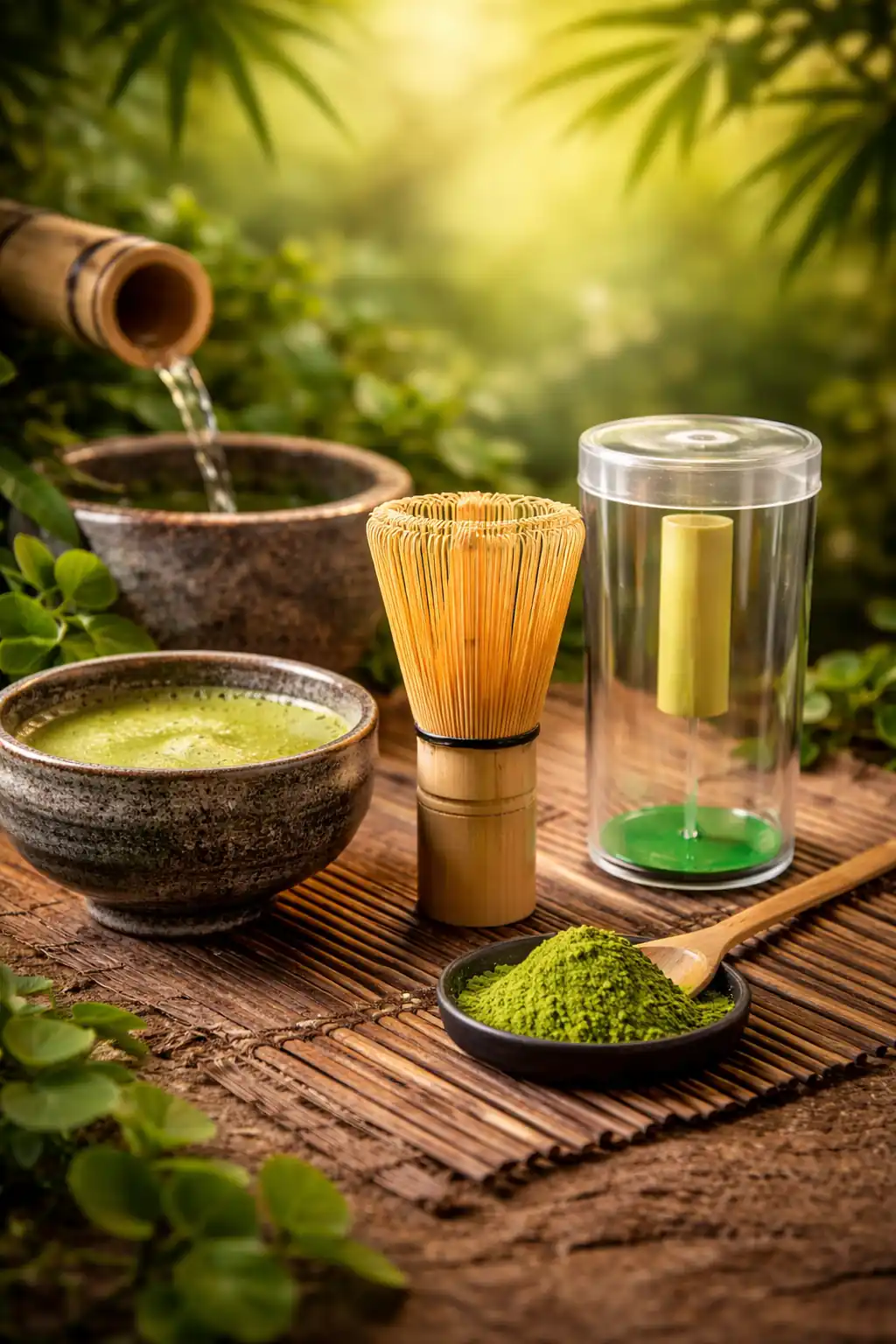 Chasen en bambou naturel pour préparation du thé matcha avec mousse fine
